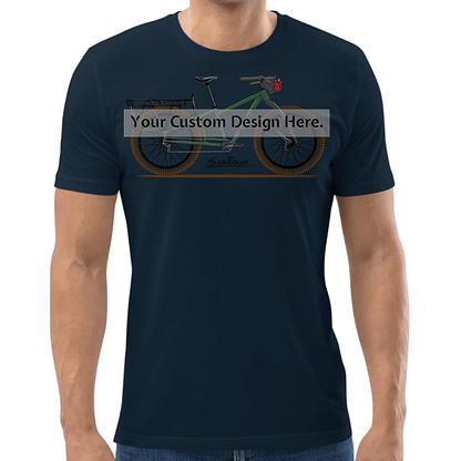 T-shirt, met custom design voertuig of fiets illustratie, Navy