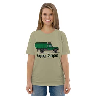 T-Shirt, ECO, Happy Camper, Landrover Defender 127 camper Big-Six, Sage