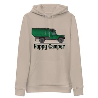 Hoodie, ECO, Happy Camper, Landrover Defender 127 camper Big-Six, Dessert dust