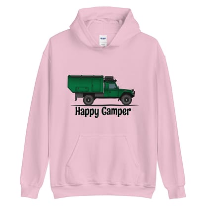 Hoodie, Happy Camper, Landrover Defender 127 camper Big-Six, Pink